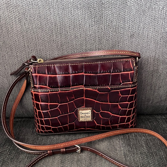 Dooney & Bourke Burgundy Croc Embossed Crossbody Bag